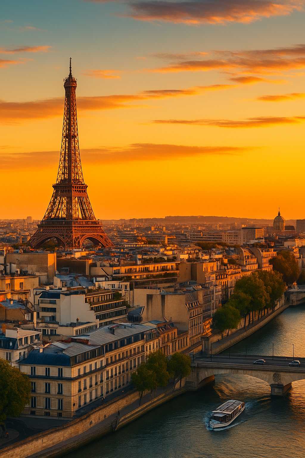 Paris skyline at sunset – cheap flights from London