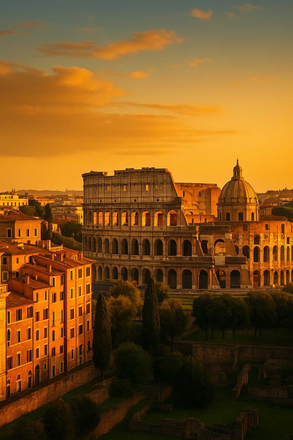 Rome skyline with the Colosseum – cheap flights from London